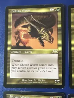 Shivan Wurm X4 Planeshift Ex/LP Condition See Pics Front Back, 1 Is Foreign - Image 4
