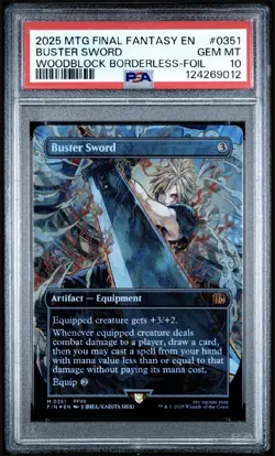 2025 MTG Final Fantasy Buster Sword Woodblock Borderless Foil #0351 PSA 10 - Image 1