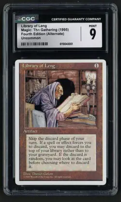 ***CGC 9 Library of Leng*** MTG Alternate 4th Edition Magic Kid Icarus - Image 1