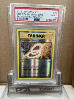2016 POKEMON XY EVOLUTIONS #75 CHARIZARD SPIRIT LINK PSA 9 - Image 1