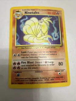 Ninetales Holo Unlimited Rare Pokemon TCG Card 12/102 Base Set LP/MP Vintage - Image 1