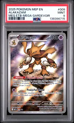 2025 Pokemon MEP En Alakazam MEG ETB Mega Gardevoir #009 PSA 9 Mint - Image 1