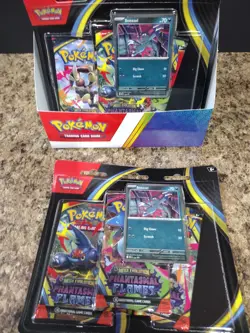 LOT OF 10 TCG PHANTASMAL FLAMES POKEMON SEALED 3-PACK BLISTERS IN DISPLAY BOX! - Image 3