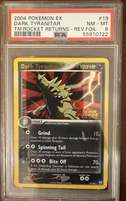 PSA 8 Dark Tyranitar 19/109 Reverse Holo Foil Pokemon TCG EX Team Rocket Returns - Image 1