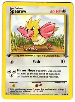 SPEAROW 62/64 - MP - 1ST EDITION JUNGLE ENGLISH POKEMON CARD - Image 1