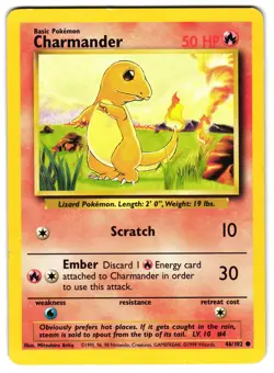 CHARMANDER 46/102 - MP - BASE SET ENGLISH POKEMON CARD - Image 1
