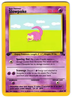 SLOWPOKE 55/62 - LP - 1ST EDITION FOSSIL ENGLISH POKEMON CARD - Image 1