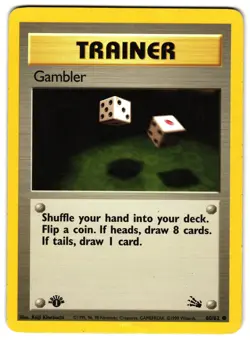 GAMBLER 60/62 - LP - 1ST EDITION FOSSIL ENGLISH POKEMON CARD - Image 1