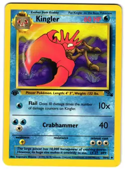 KINGLER 38/62 - LP - 1ST EDITION FOSSIL ENGLISH POKEMON CARD - Image 1