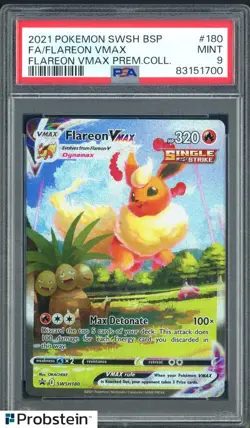 2021 Pokemon SWSH BSP Flareon VMAX Premium Collection #180 FA Flareon VMAX PSA 9 - Image 1