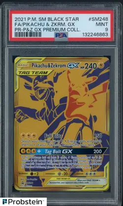 2021 Pokemon SM BSP Premium Collection #SM248 FA Pikachu & Zekrom GX PSA 9 - Image 1