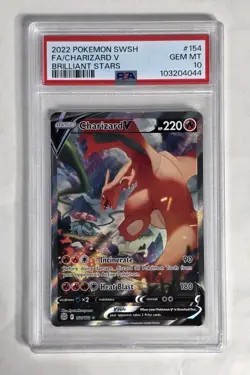 Charizard V - 154/172 PSA 10 Brilliant Stars Alternate Art Pokemon - GEM MT - Image 1