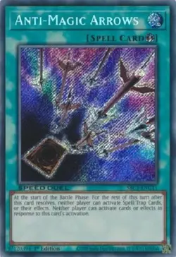 Yugioh - Anti-Magic Arrows - 1st Edition Secret Rare NM - Free Holographic Card - Image 1