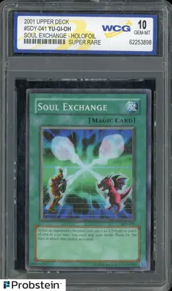 2001 Upper Deck YU-GI-OH! Super Rare #SDY-041 Soul Exchange WCG 10 GEM-MT - Image 1