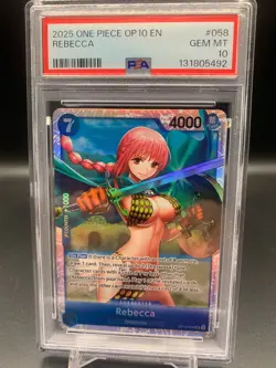 2025 ONE PIECE OP10-ROYAL BLOOD #058 REBECCA PSA 10 Low Pop - Image 1