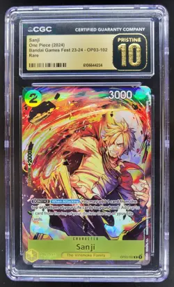 2024 ONE PIECE CCG SANJI BANDAI GAMES FEST RARE OP03-102 CGC 10 PRISTINE RC7 - Image 1