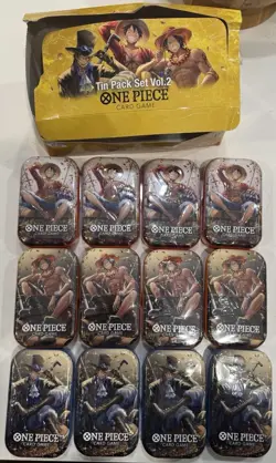 One Piece TCG Tin Pack Set Vol 2 Set (Lot of 12) Factory Sealed - Image 1