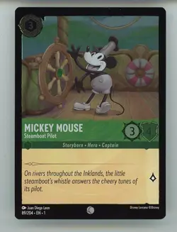 2023 Disney Lorcana MICKEY MOUSE Steamboat Pilot FOIL 89/204 NM+ - Image 1
