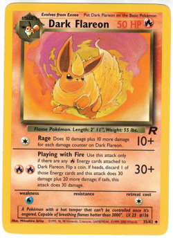 Dark Flareon 35/82 Team Rocket Regular Uncommon Vintage Pokemon Card - Image 1