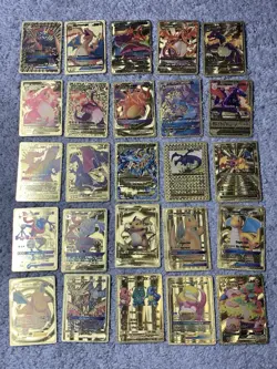 Set of 109 Charizard,Greninja,Pikachu,Mewtwo,More Gold Foil Fan Art Card MP-LP - Image 1