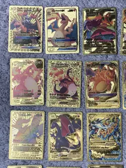 Set of 109 Charizard,Greninja,Pikachu,Mewtwo,More Gold Foil Fan Art Card MP-LP - Image 2