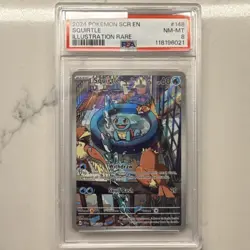 Pokemon TCG Squirtle Stellar Crown Illustration Card 148/142 PSA 8 Holo IR - Image 1