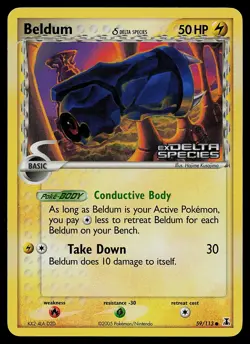 Pokemon Card - Beldum Delta Species 59/113 Common Reverse Holo Stamped - Image 1