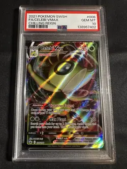 2021 POKEMON SWORD & SHIELD CHILLING REIGN #008 FULL ART/CELEBI VMAX PSA 10 - Image 1