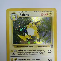 Pokemon TCG Raichu Base Set 2 16/130 Holo Rare LP - Image 2