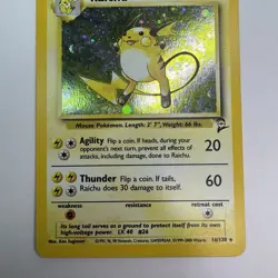 Pokemon TCG Raichu Base Set 2 16/130 Holo Rare LP - Image 3