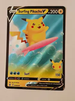 Pokemon TCG Surfing Pikachu V 008/025 Celebrations Holo Near Mint - Image 1