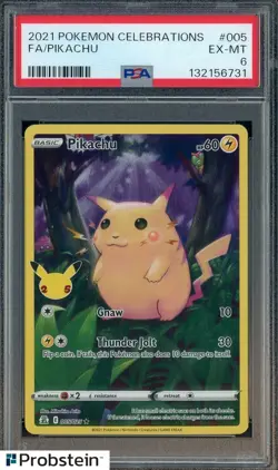 2021 Pokemon Celebrations #005 FA Pikachu PSA 6 EX-MT - Image 1