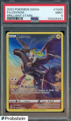 2022 Pokemon SWSH Brilliant Stars #TG05 FA Zekrom PSA 9 MINT - Image 1