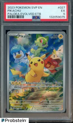 2023 Pokemon SVP EN Paldea Evolved ETB #027 Pikachu PSA 5 EX - Image 1