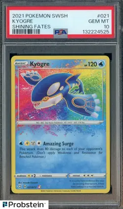 2021 Pokemon SWSH Shining Fates #021 Kyogre PSA 10 GEM MINT - Image 1