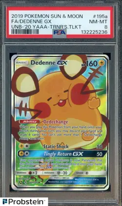 2019 Pokemon SM Unbroken Bonds Trainer's Tool Kit #195a FA Dedenne GX PSA 8 - Image 1