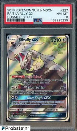 2019 Pokemon Sun & Moon Cosmic Eclipse #227 FA Silvally GX PSA 8 NM-MT - Image 1