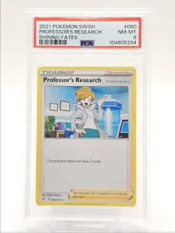 PROFESSOR'S RESEARCH 2021 POKEMON SWSH SHINING FATES RARE 060/072 PSA 8 Q0004 - Image 1