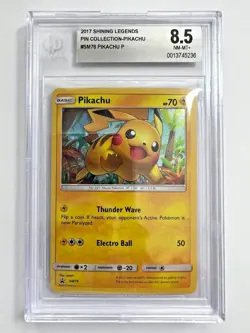BGS 8.5 NM-MT+ Pikachu Pin Collection Promo 2017 Pokemon Shining Legends SM76 - Image 1