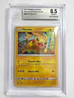BGS 8.5 NM-MT+ Pikachu Pin Collection Promo 2017 Pokemon Shining Legends SM76 - Image 3
