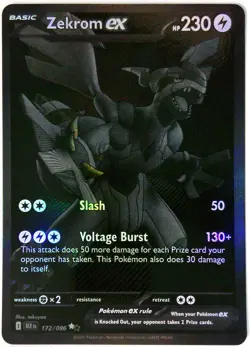 Pokemon Zekrom EX Black Bolt 172/086 BWR Near Mint Condition - Image 1