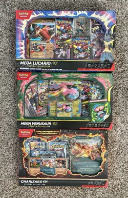 Pokemon TCG: Charizard ex Venasaur ex Mega Lucario Premium Collection Lot - Image 1