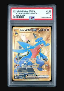 Cynthia's Garchomp EX 241/182 Destined Rivals Secret Rare Gold PSA 9 Pokemon - Image 1