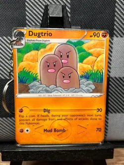 Pokemon TCG Keychain: DUGTRIO _ Resin, Handmade, Handcrafted, Key Chain - Image 1