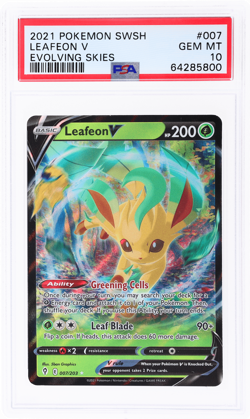 2021 Pokemon Sword and Shield Evolving Skies Leafeon V Ultra Rare #7 PSA 10 - Image 1