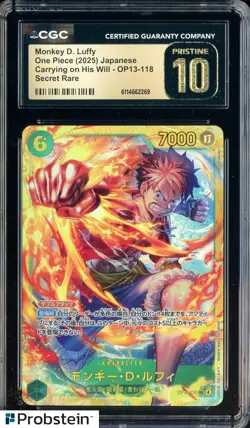 2025 Pokemon Japanese OP13 Secret Rare #118 Monkey D Luffy CGC 10 PRISTINE - Image 1