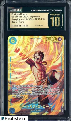 2025 Pokemon Japanese OP13 Secret Rare #119 Portgas D. Ace CGC 10 PRISTINE - Image 1