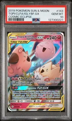 2019 POKEMON SUN & MOON COSMIC ECLIPSE TOGEPI & CLEFFA & IGGLYBUFF GX PSA 10 - Image 1