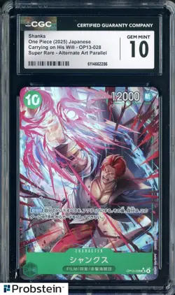 2025 One Piece Japanese OP13 Alternate Art #028 Shanks CGC 10 GEM MINT - Image 1