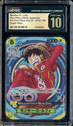 2024 One Piece Japanese PC One Piece Day Super Rare #109 Monkey D. Luffy CGC 10 - Image 1